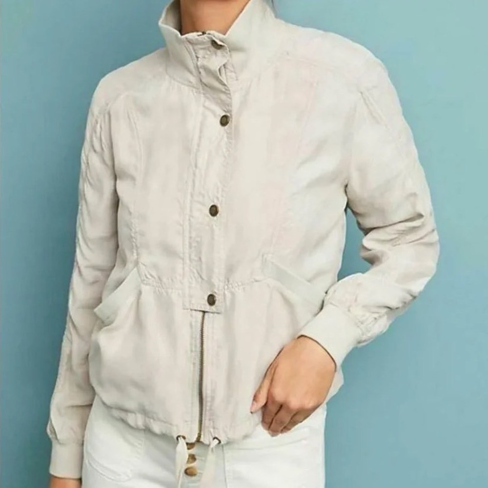 Marrakech Anthropologie Bomber Crop Lightweight Drape Utility Jacket Women Small